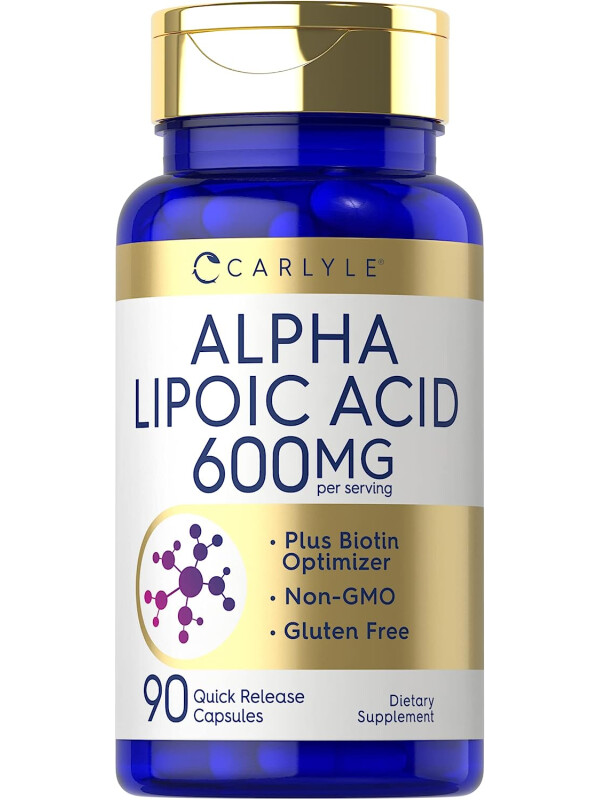 Carlyle Alpha Lipoic Acid 600mg | Plus Biotin Optimizer | 90 Capsules | Non-GMO & Gluten Free