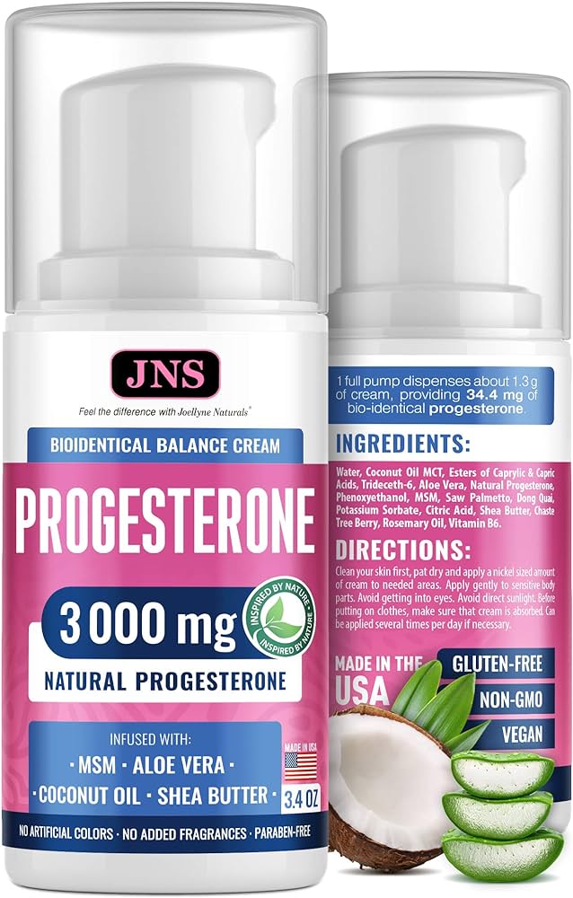 Crema de progesterona (bioidéntica) para el alivio de la menopausia 3000 mg