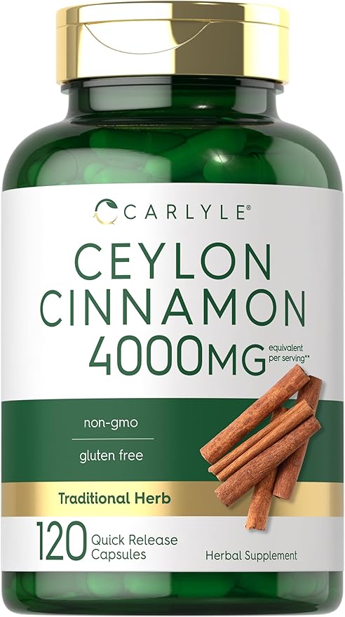 Carlyle Cápsulas de canela de Ceilán 4000 mg | 120 unidades | Suplemento sin OMG y sin gluten